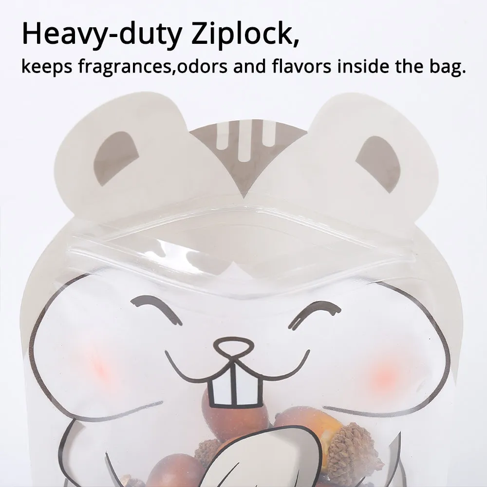 15x22cm Clear Animal Printing Cute Packaging Bag Plastic Mylar Stand Up Gift Bag Candy Storage Recyclable Zip Lock Pouch