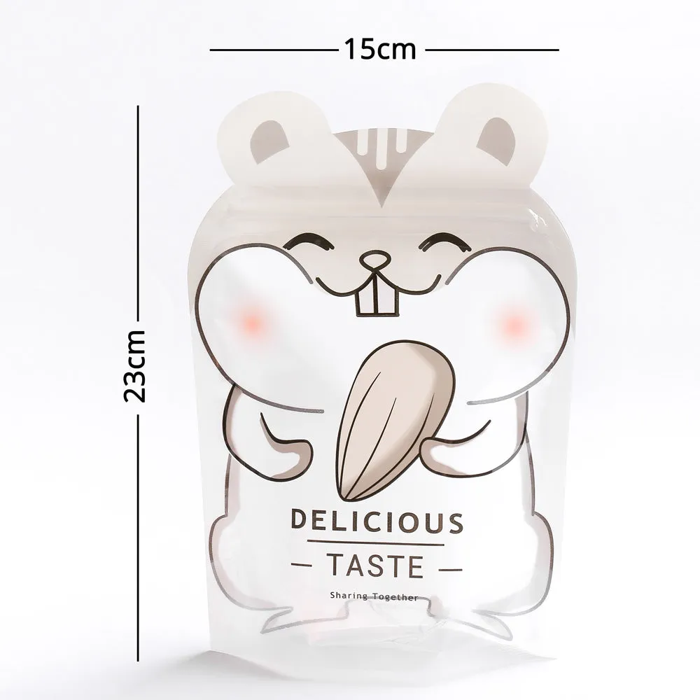 15x22cm Clear Animal Printing Cute Packaging Bag Plastic Mylar Stand Up Gift Bag Candy Storage Recyclable Zip Lock Pouch