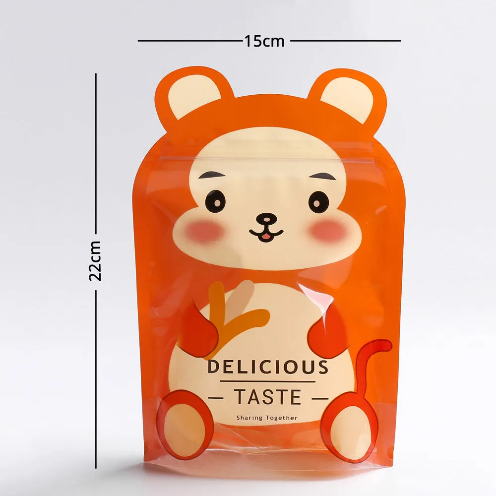 15x22cm Clear Animal Printing Cute Packaging Bag Plastic Mylar Stand Up Gift Bag Candy Storage Recyclable Zip Lock Pouch