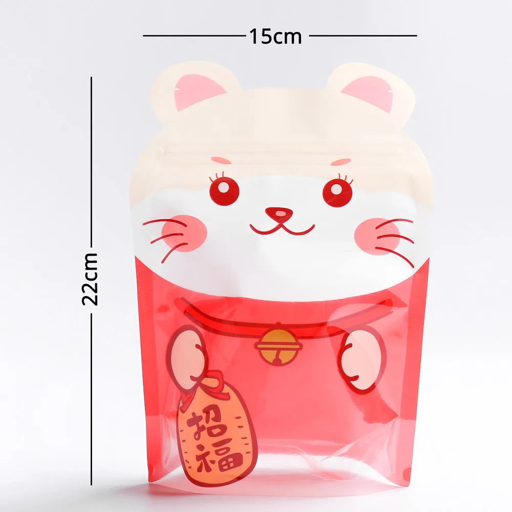 15x22cm Clear Animal Printing Cute Packaging Bag Plastic Mylar Stand Up Gift Bag Candy Storage Recyclable Zip Lock Pouch