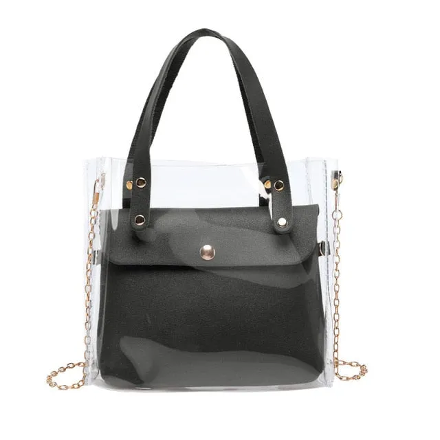 2019 Leather Transparent PVC Mini Shoulder Bag