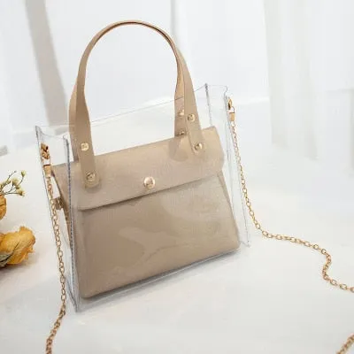 2019 Leather Transparent PVC Mini Shoulder Bag