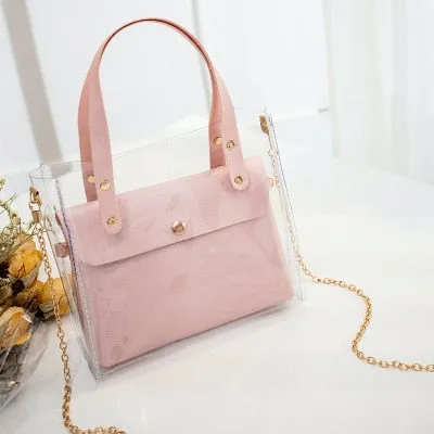 2019 Leather Transparent PVC Mini Shoulder Bag