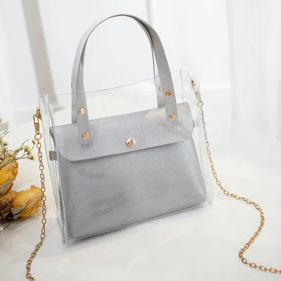 2019 Leather Transparent PVC Mini Shoulder Bag