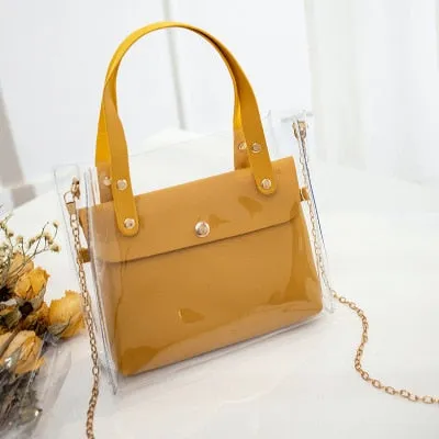2019 Leather Transparent PVC Mini Shoulder Bag