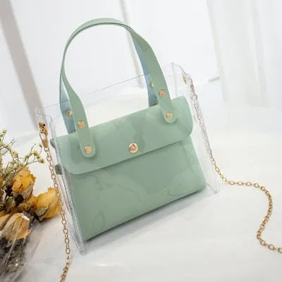 2019 Leather Transparent PVC Mini Shoulder Bag
