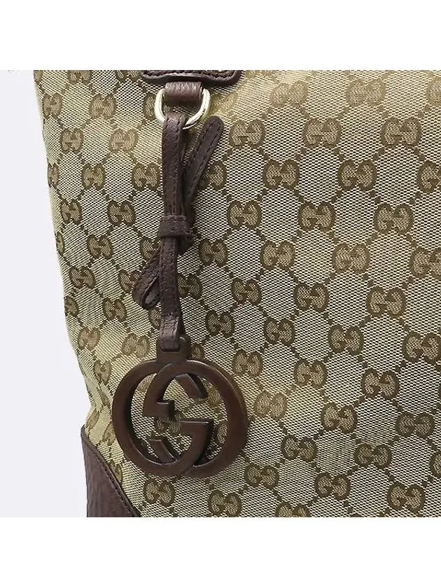 247237 GG logo jacquard dark brown leather blend interlocking charm detail tote bag