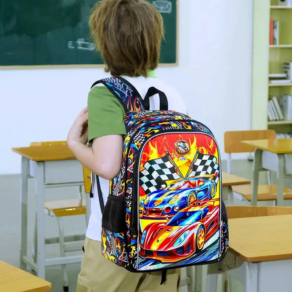 3 Piece Boys Backpack Set 16 Inch Bookbag With Lunch Box For Elementary School