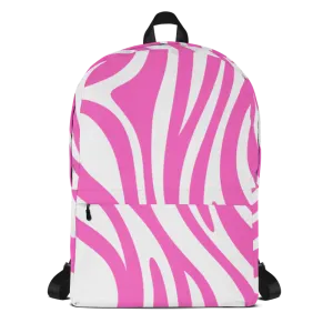 Abstract Lines Pink and White Backpack