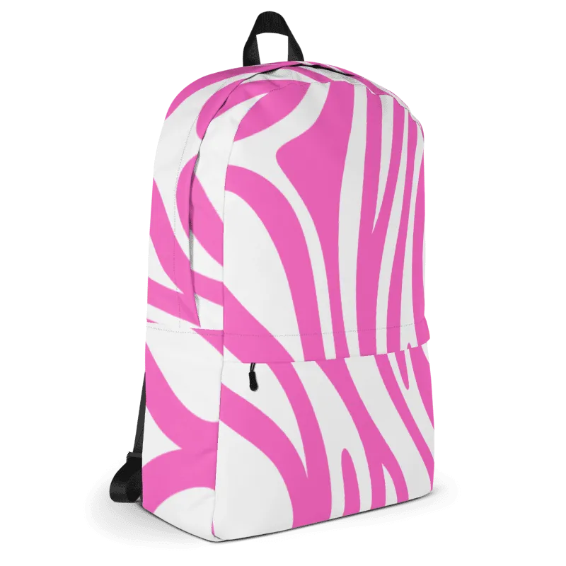 Abstract Lines Pink and White Backpack