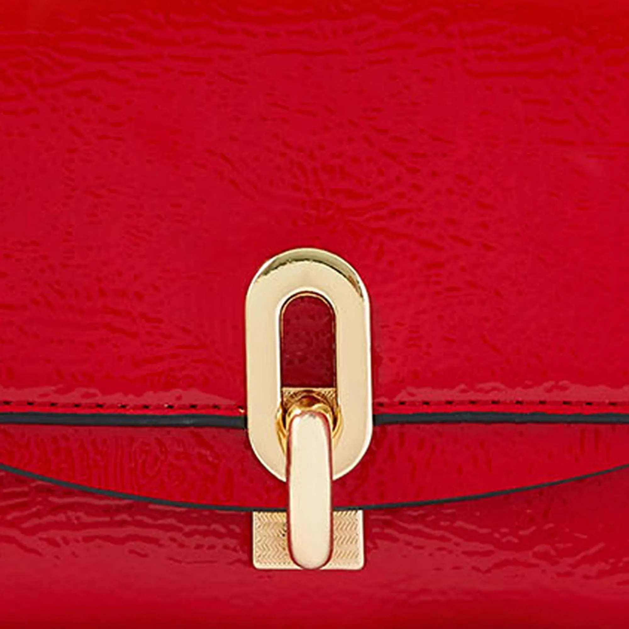 Accessorize London Women's Faux Leather Red Patent Lock Wallet Purse