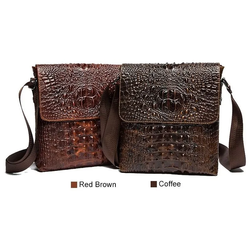 AlliLux Soft Leather Exotic Flap Messenger Bag