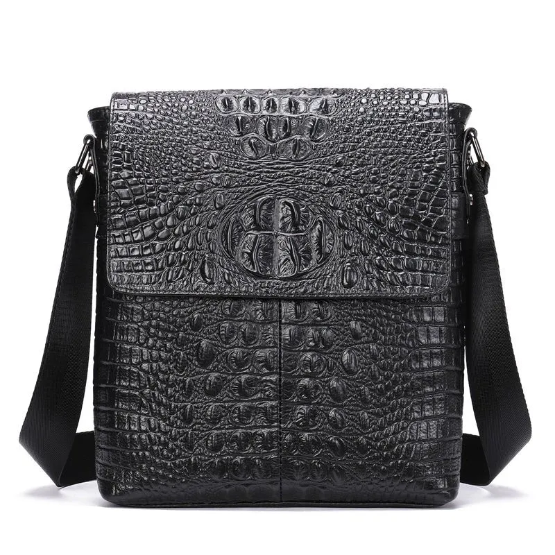 AlliLux Soft Leather Exotic Flap Messenger Bag