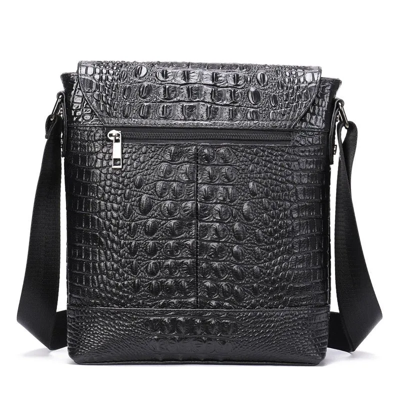 AlliLux Soft Leather Exotic Flap Messenger Bag