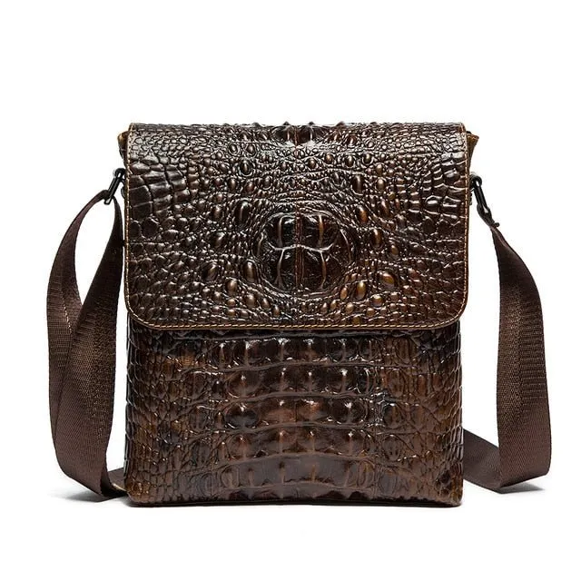 AlliLux Soft Leather Exotic Flap Messenger Bag