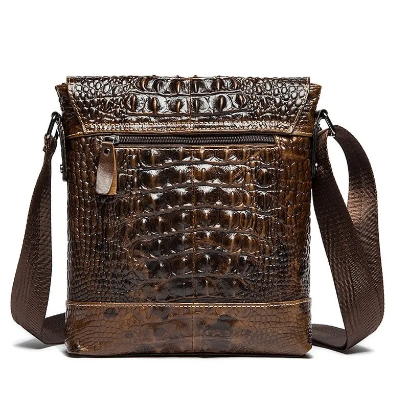 AlliLux Soft Leather Exotic Flap Messenger Bag