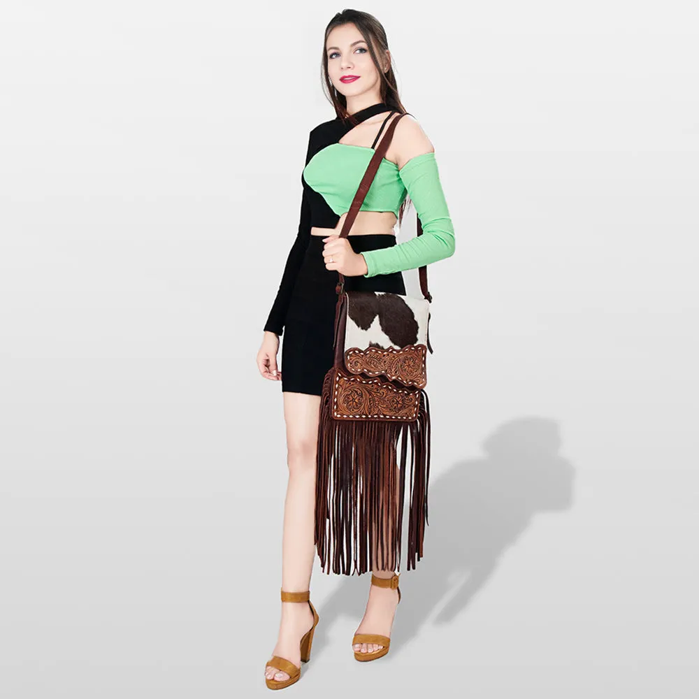American Darling ADBGZ333 Crossbody Hand Tooled Hair-On Genuine Leather Women Bag Western Handbag Purse