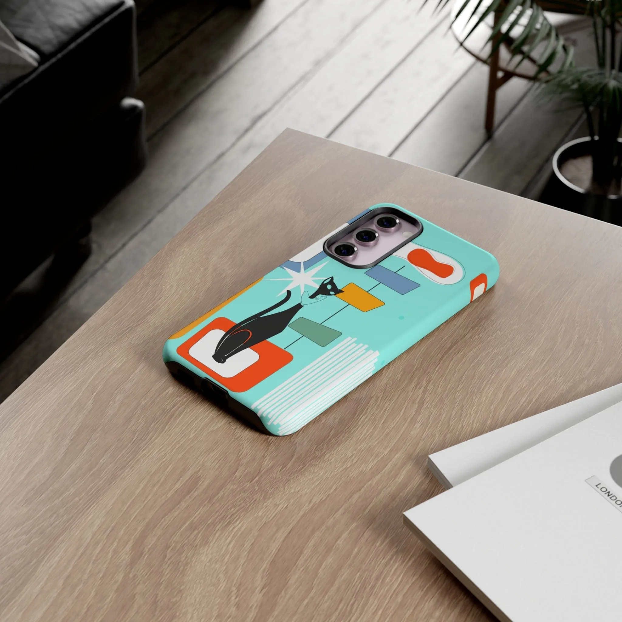Atomic Cat, Mid Mod Aqua Blue, Geometric, Samsung, Google Pixel, Tough Cases