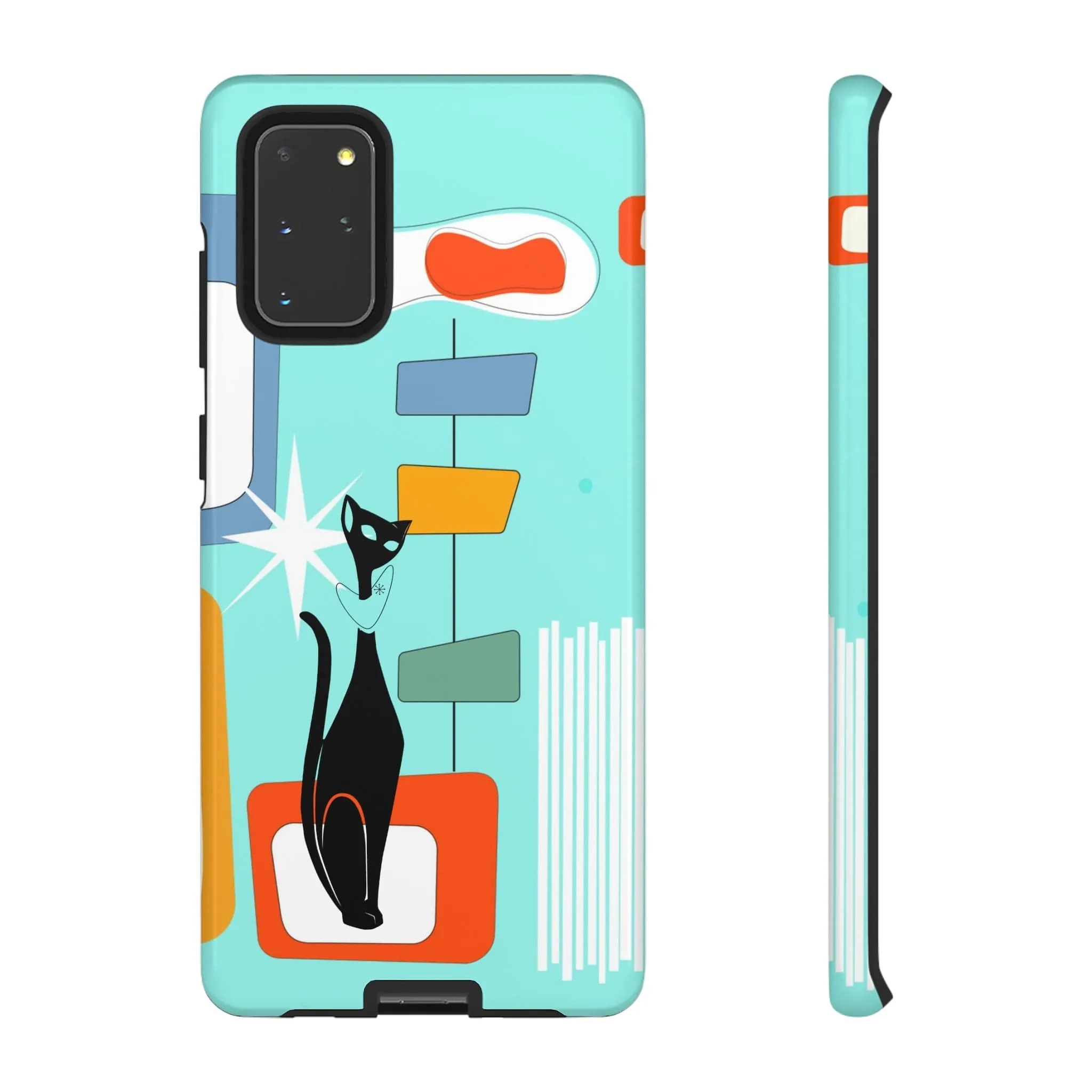 Atomic Cat, Mid Mod Aqua Blue, Geometric, Samsung, Google Pixel, Tough Cases