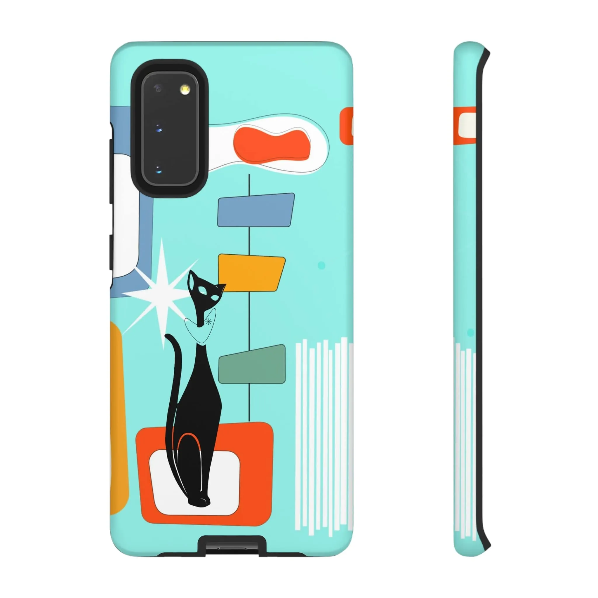 Atomic Cat, Mid Mod Aqua Blue, Geometric, Samsung, Google Pixel, Tough Cases