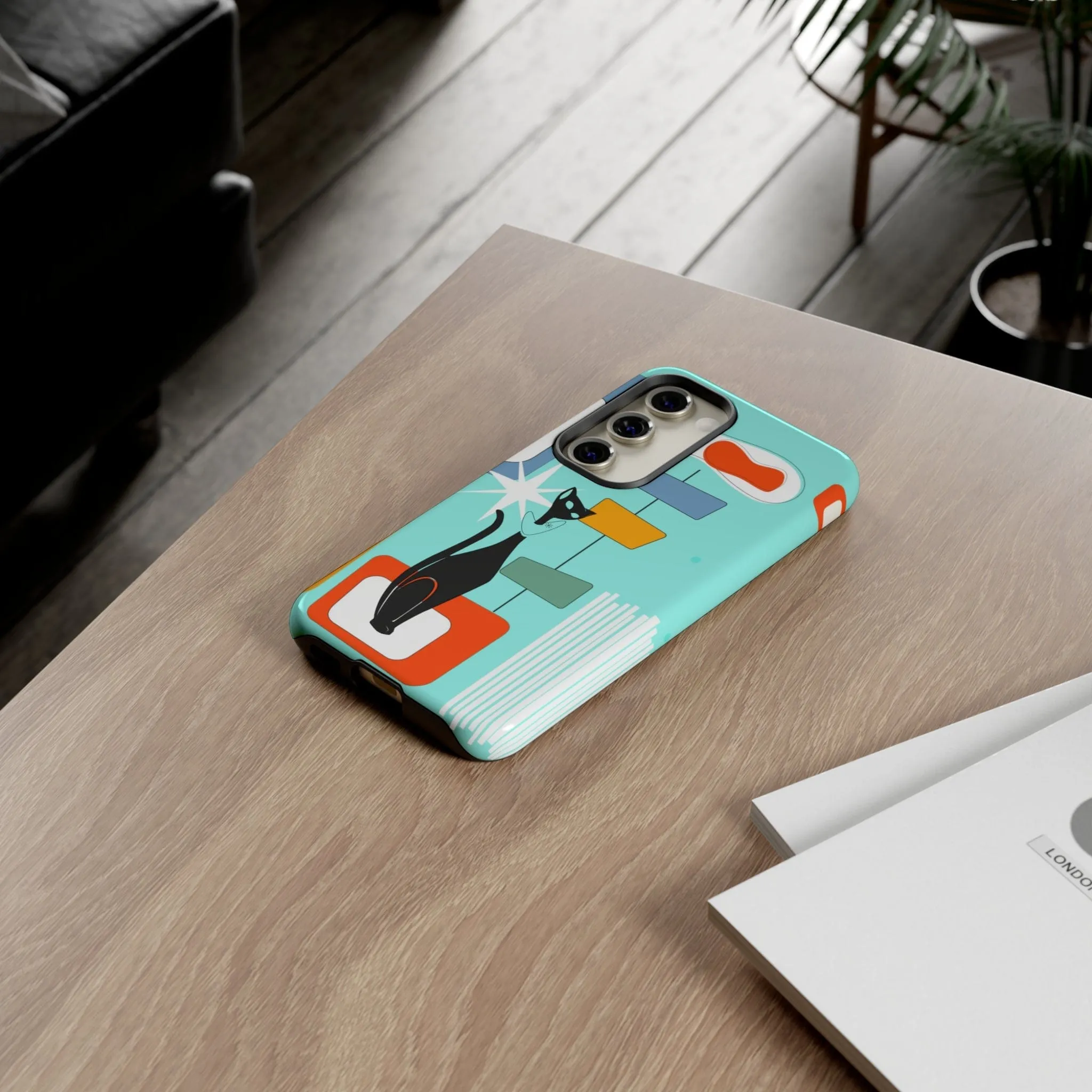 Atomic Cat, Mid Mod Aqua Blue, Geometric, Samsung, Google Pixel, Tough Cases