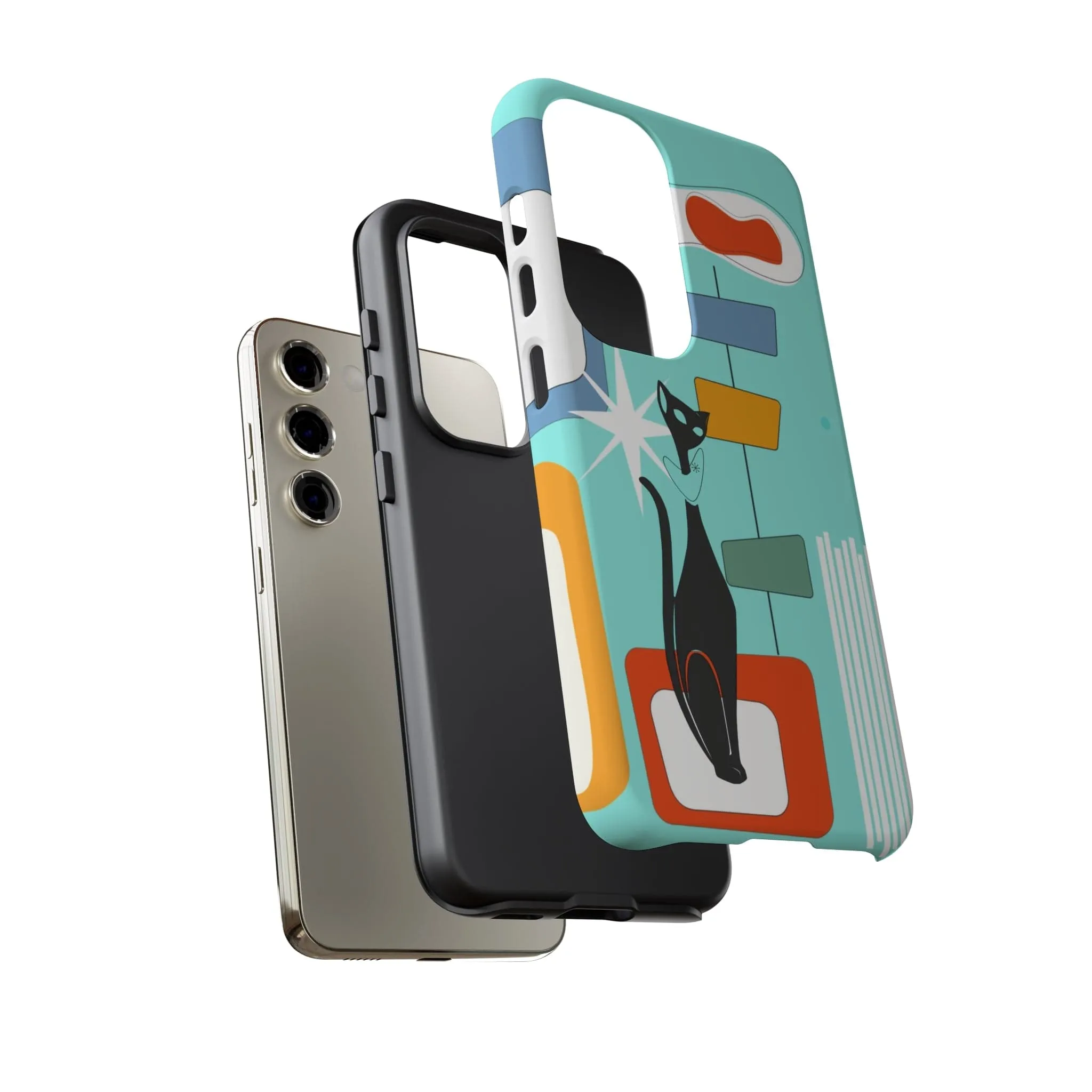 Atomic Cat, Mid Mod Aqua Blue, Geometric, Samsung, Google Pixel, Tough Cases