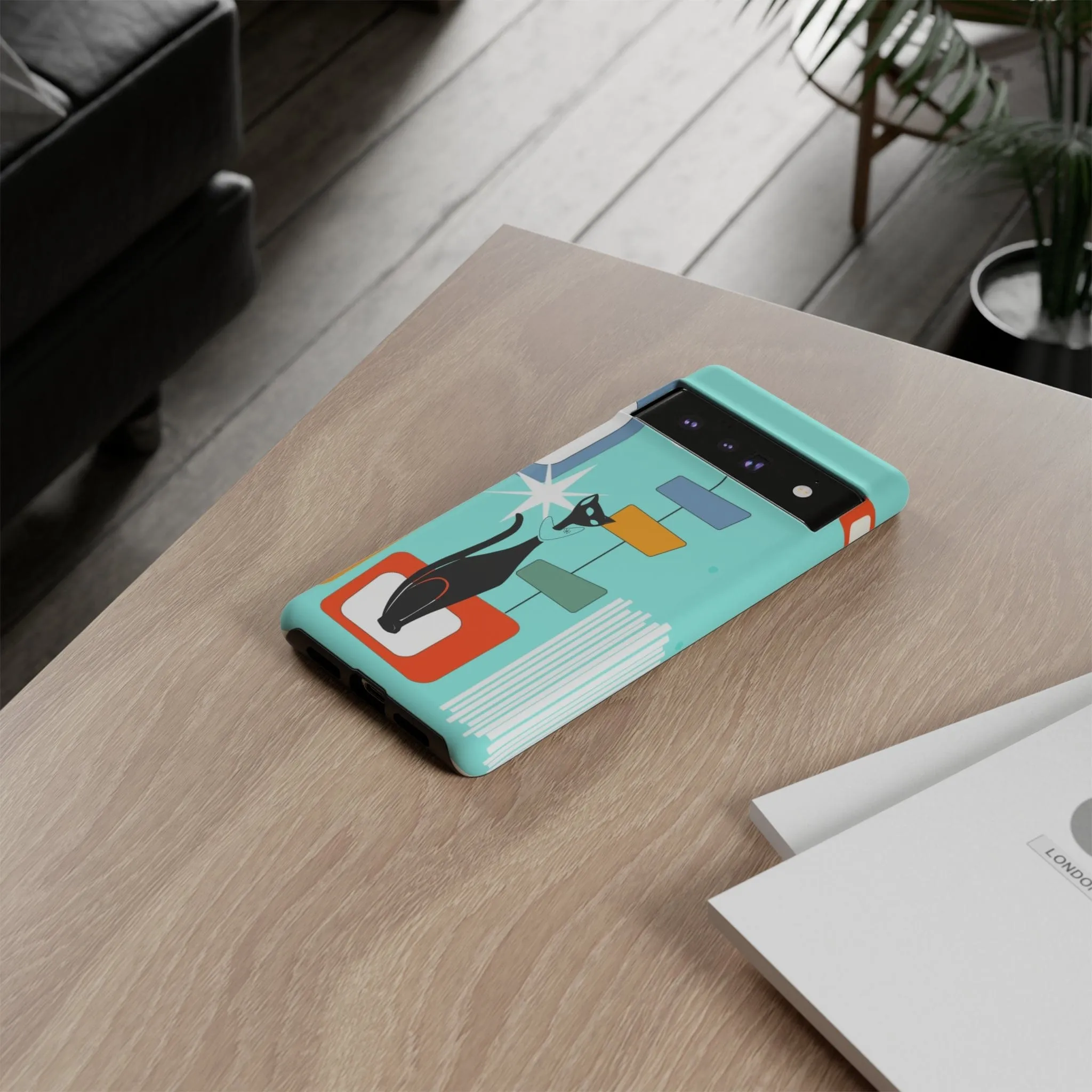 Atomic Cat, Mid Mod Aqua Blue, Geometric, Samsung, Google Pixel, Tough Cases