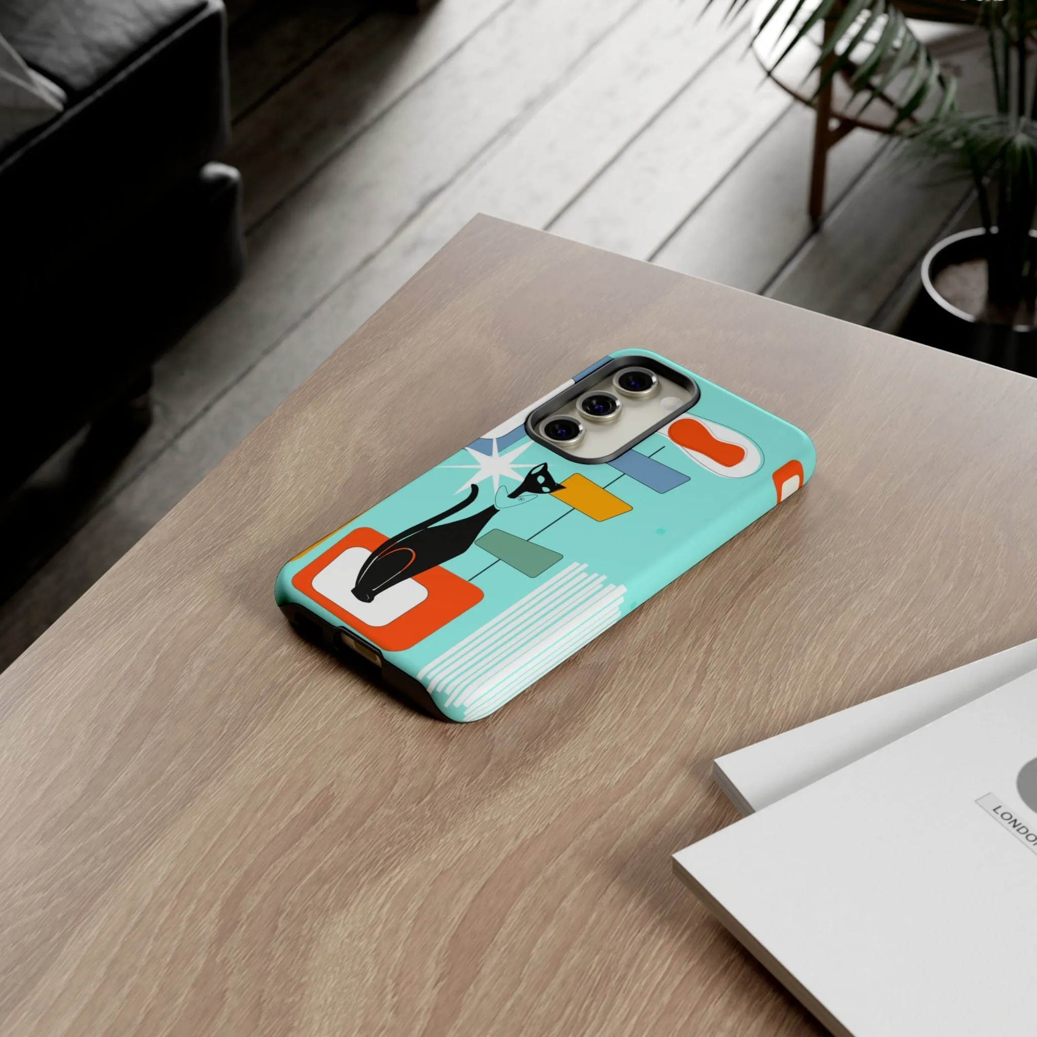 Atomic Cat, Mid Mod Aqua Blue, Geometric, Samsung, Google Pixel, Tough Cases