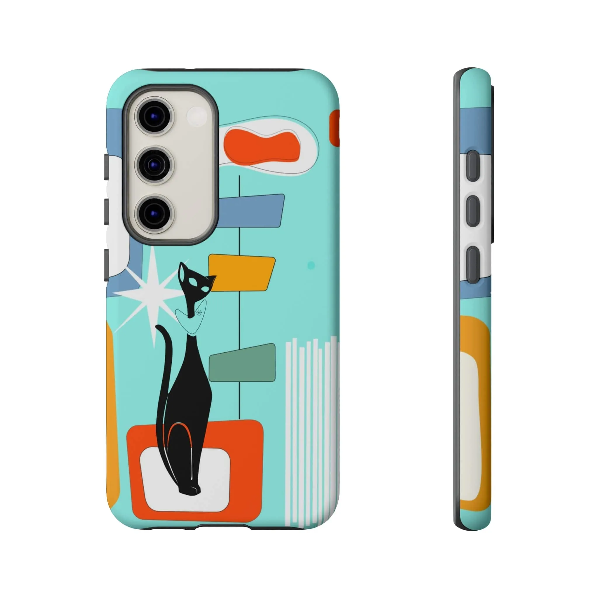 Atomic Cat, Mid Mod Aqua Blue, Geometric, Samsung, Google Pixel, Tough Cases