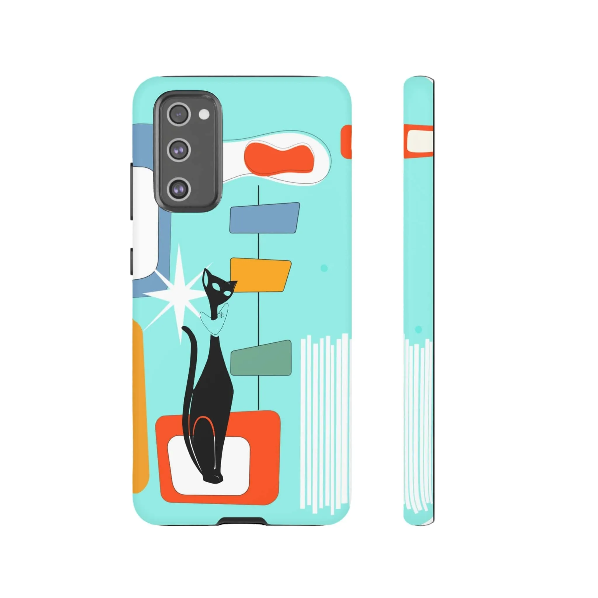 Atomic Cat, Mid Mod Aqua Blue, Geometric, Samsung, Google Pixel, Tough Cases