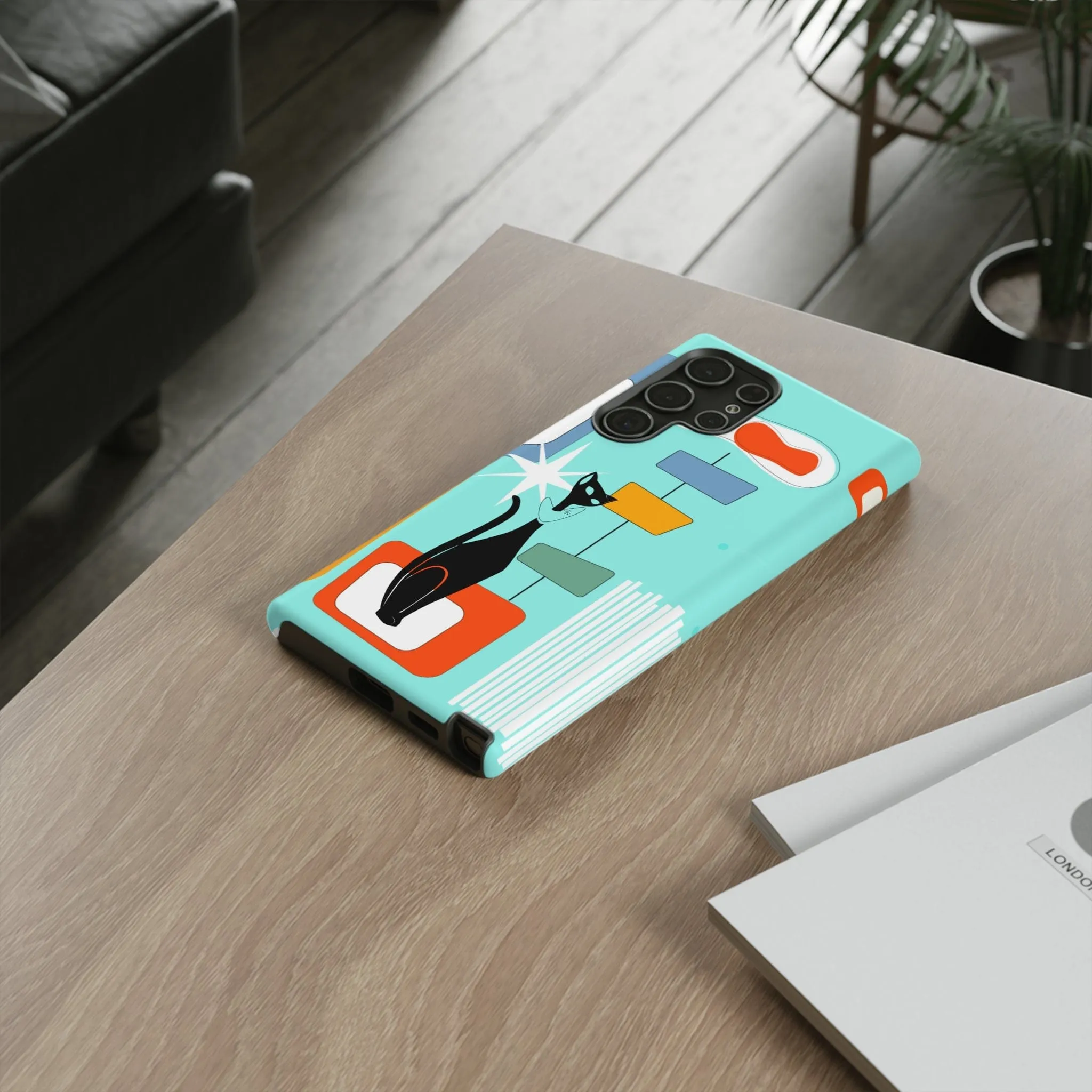 Atomic Cat, Mid Mod Aqua Blue, Geometric, Samsung, Google Pixel, Tough Cases