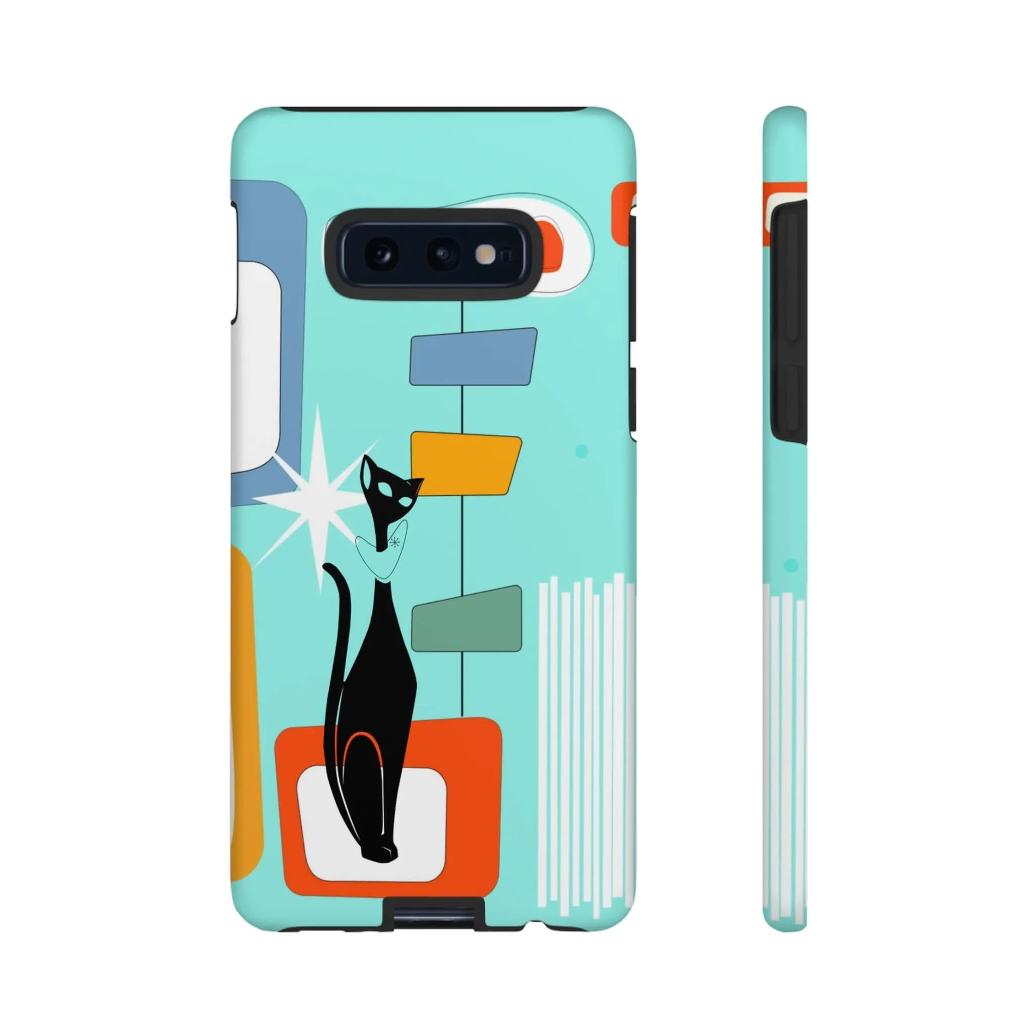 Atomic Cat, Mid Mod Aqua Blue, Geometric, Samsung, Google Pixel, Tough Cases