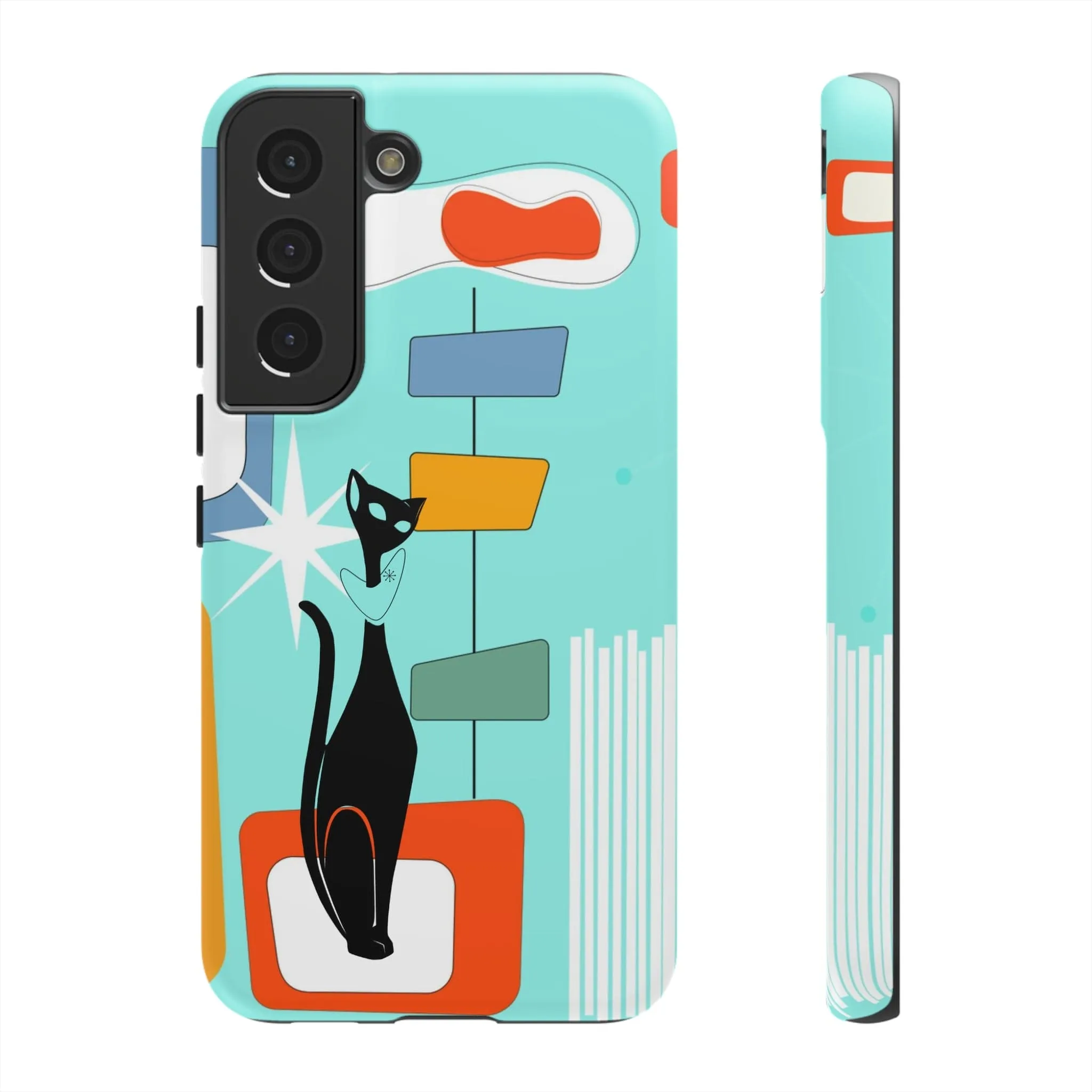 Atomic Cat, Mid Mod Aqua Blue, Geometric, Samsung, Google Pixel, Tough Cases