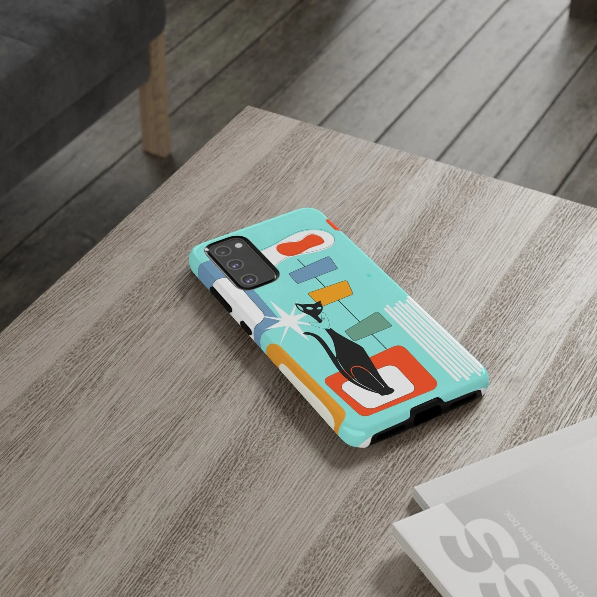 Atomic Cat, Mid Mod Aqua Blue, Geometric, Samsung, Google Pixel, Tough Cases