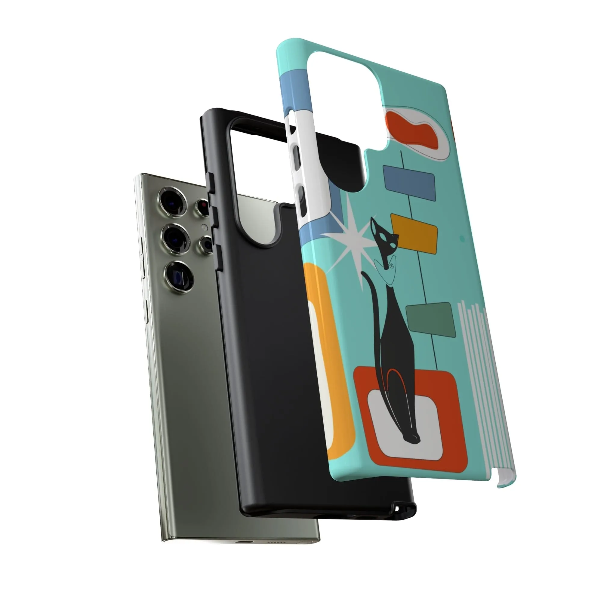 Atomic Cat, Mid Mod Aqua Blue, Geometric, Samsung, Google Pixel, Tough Cases