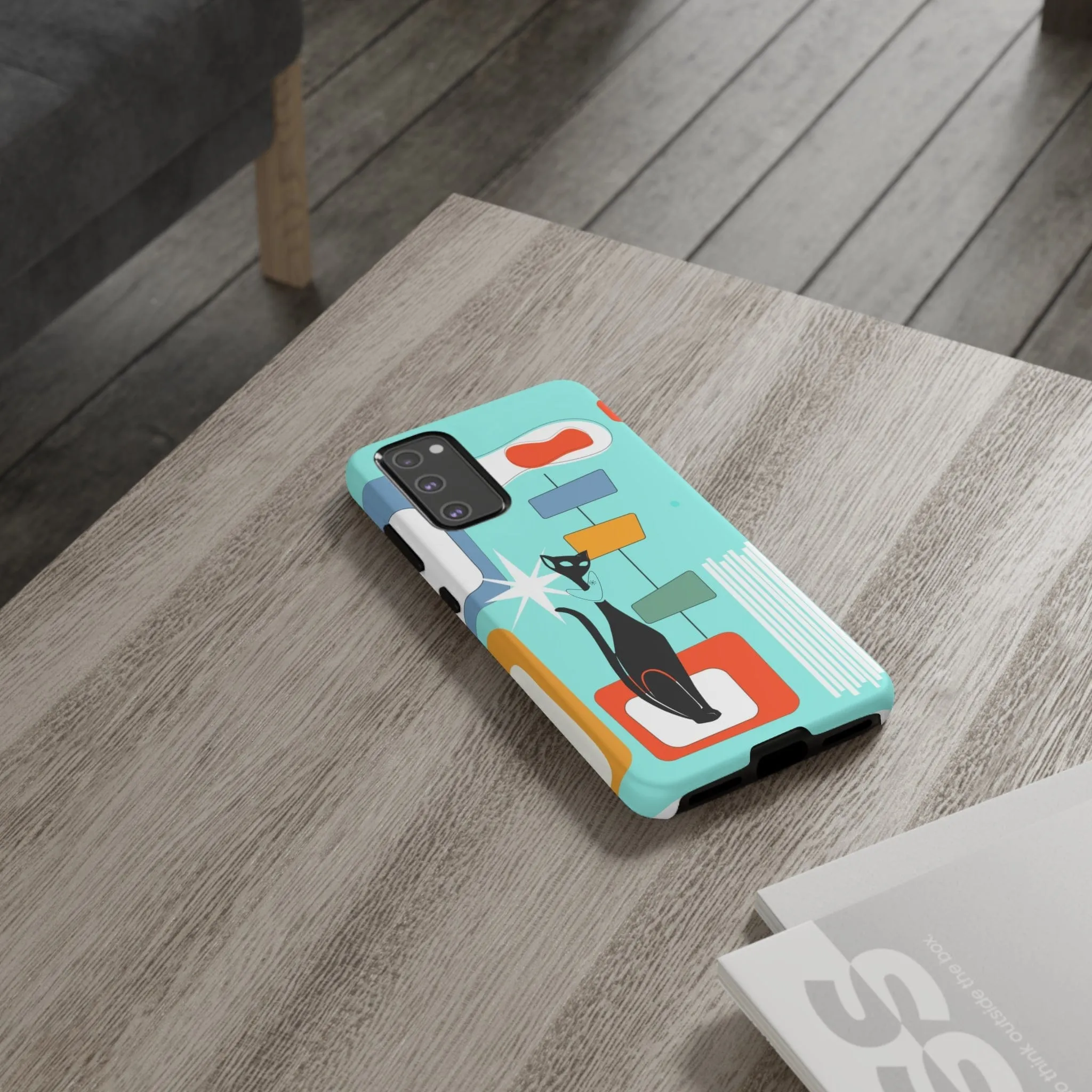 Atomic Cat, Mid Mod Aqua Blue, Geometric, Samsung, Google Pixel, Tough Cases