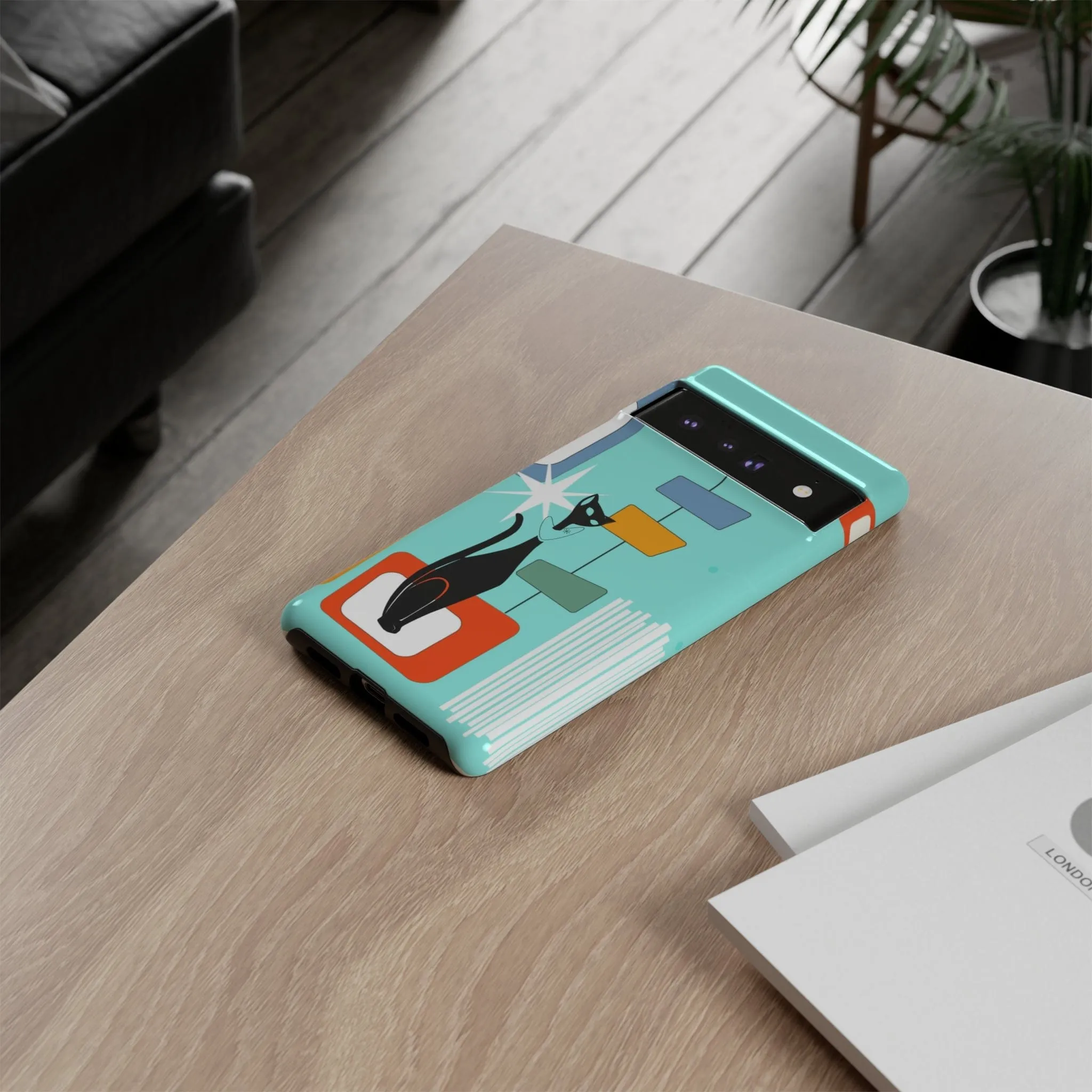 Atomic Cat, Mid Mod Aqua Blue, Geometric, Samsung, Google Pixel, Tough Cases