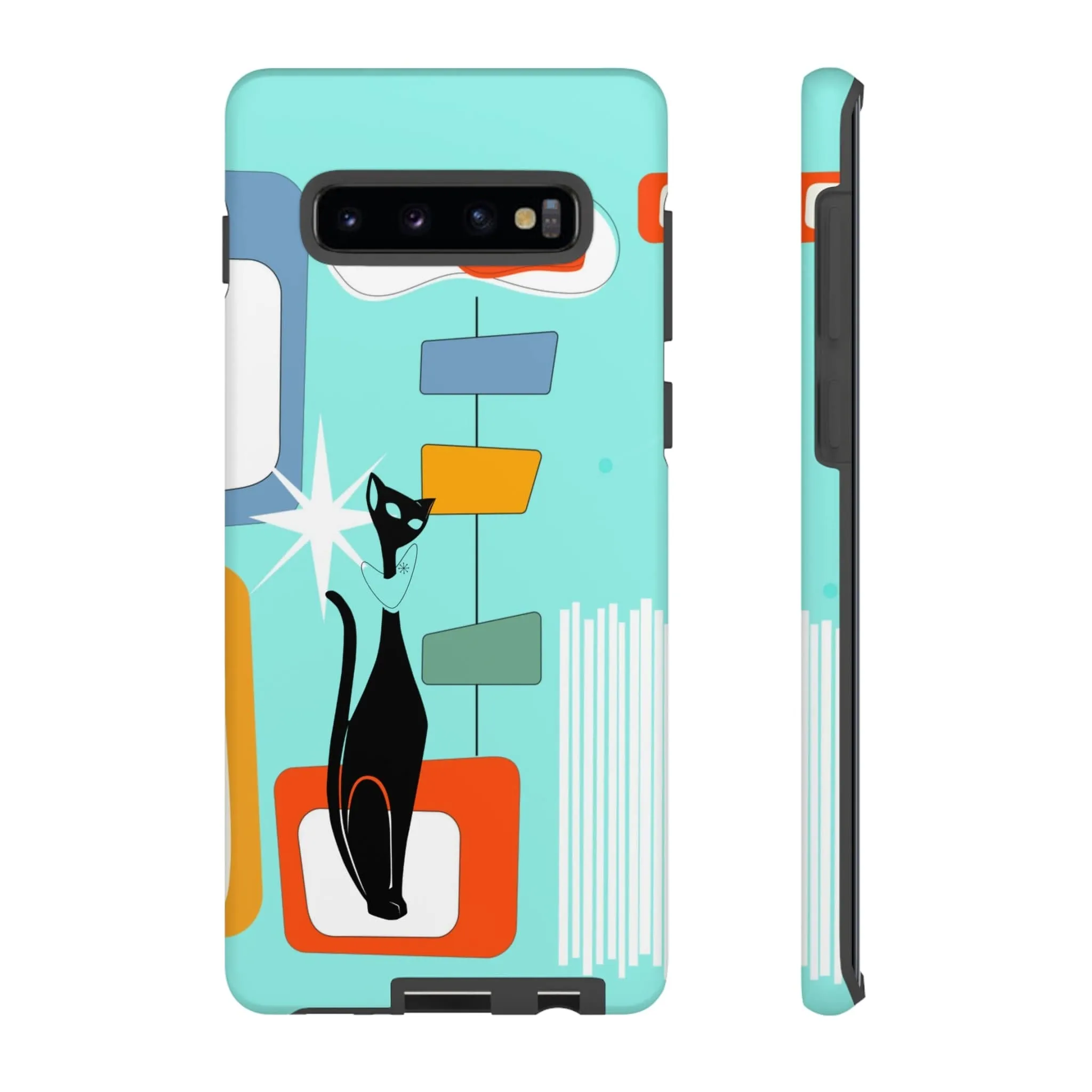 Atomic Cat, Mid Mod Aqua Blue, Geometric, Samsung, Google Pixel, Tough Cases