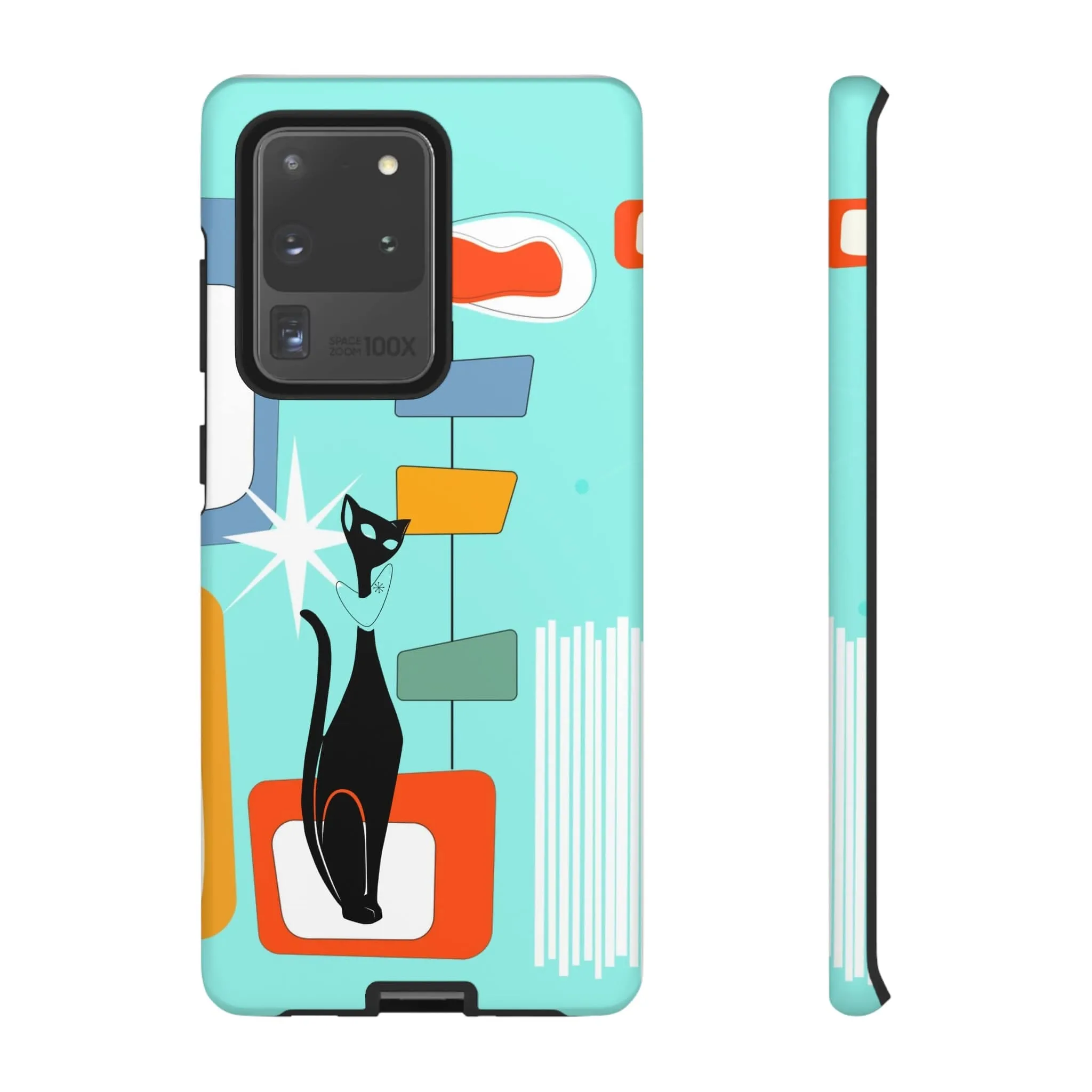 Atomic Cat, Mid Mod Aqua Blue, Geometric, Samsung, Google Pixel, Tough Cases