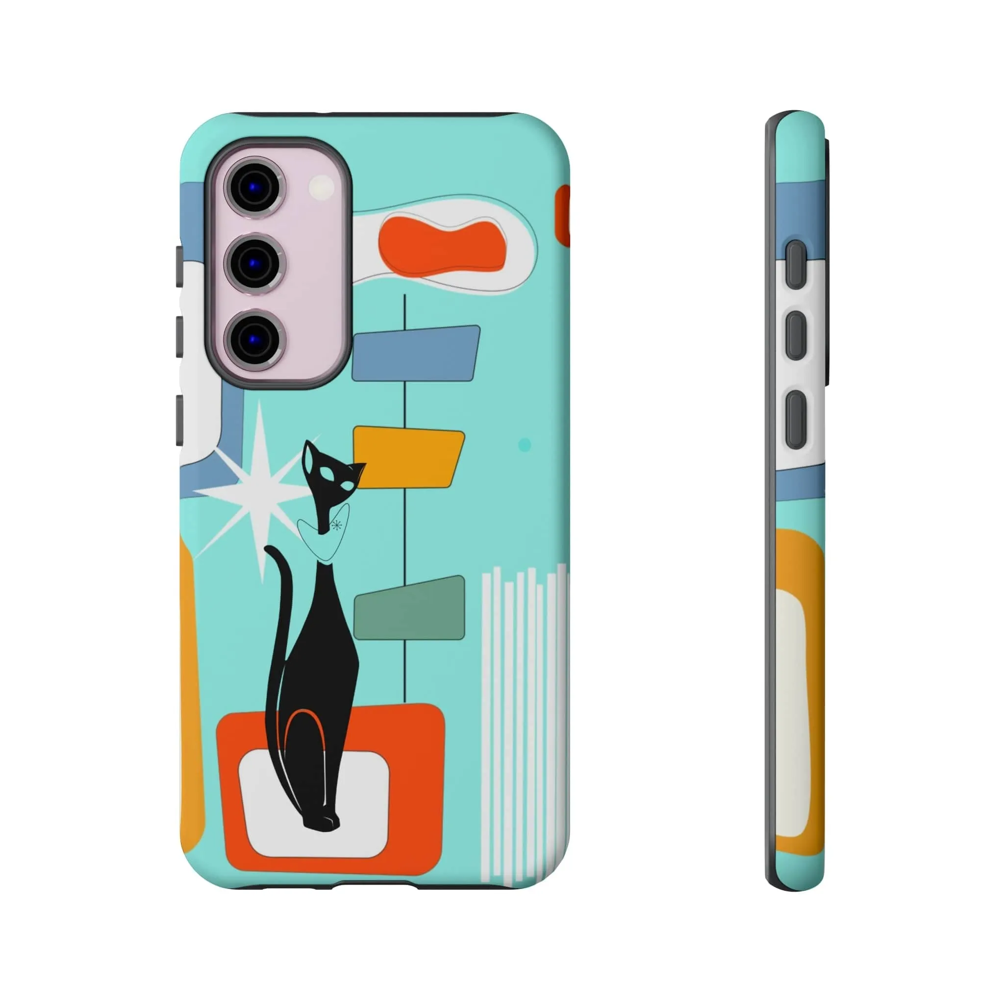 Atomic Cat, Mid Mod Aqua Blue, Geometric, Samsung, Google Pixel, Tough Cases