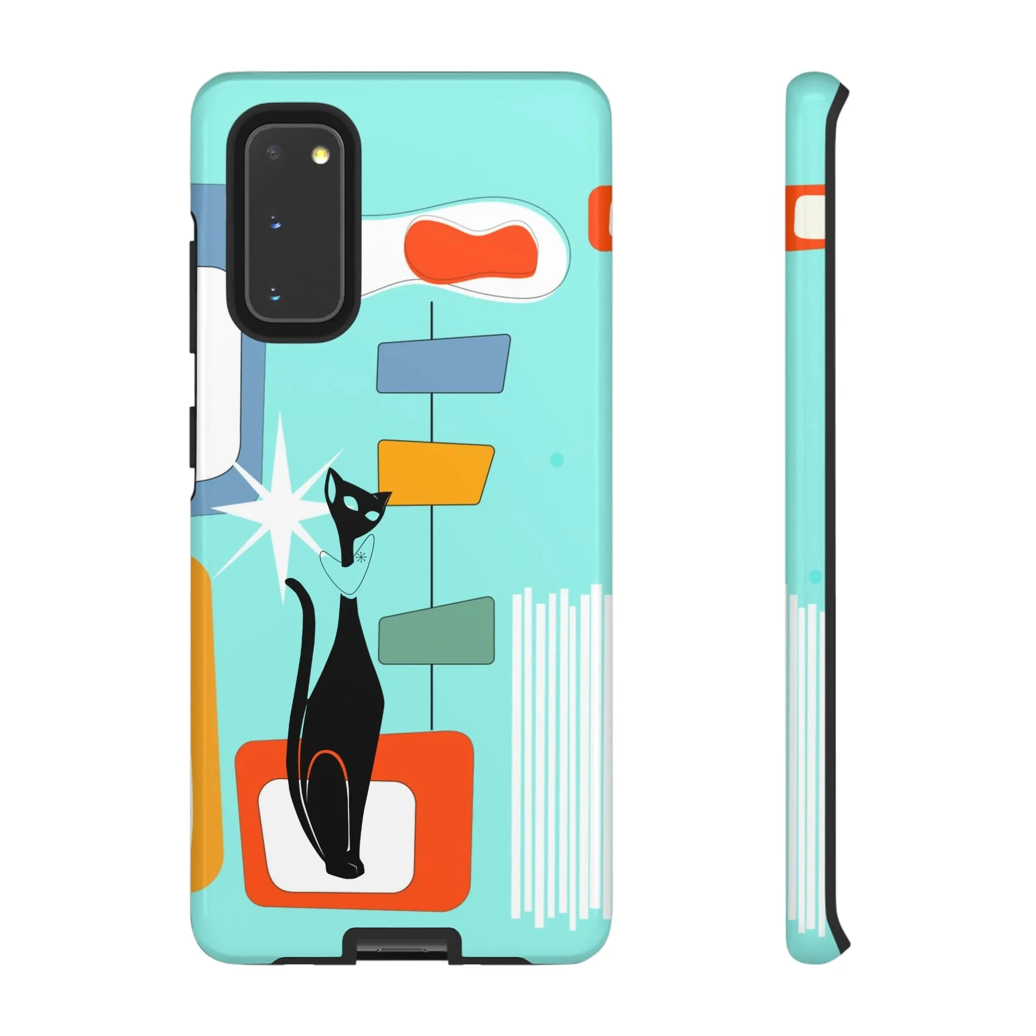 Atomic Cat, Mid Mod Aqua Blue, Geometric, Samsung, Google Pixel, Tough Cases