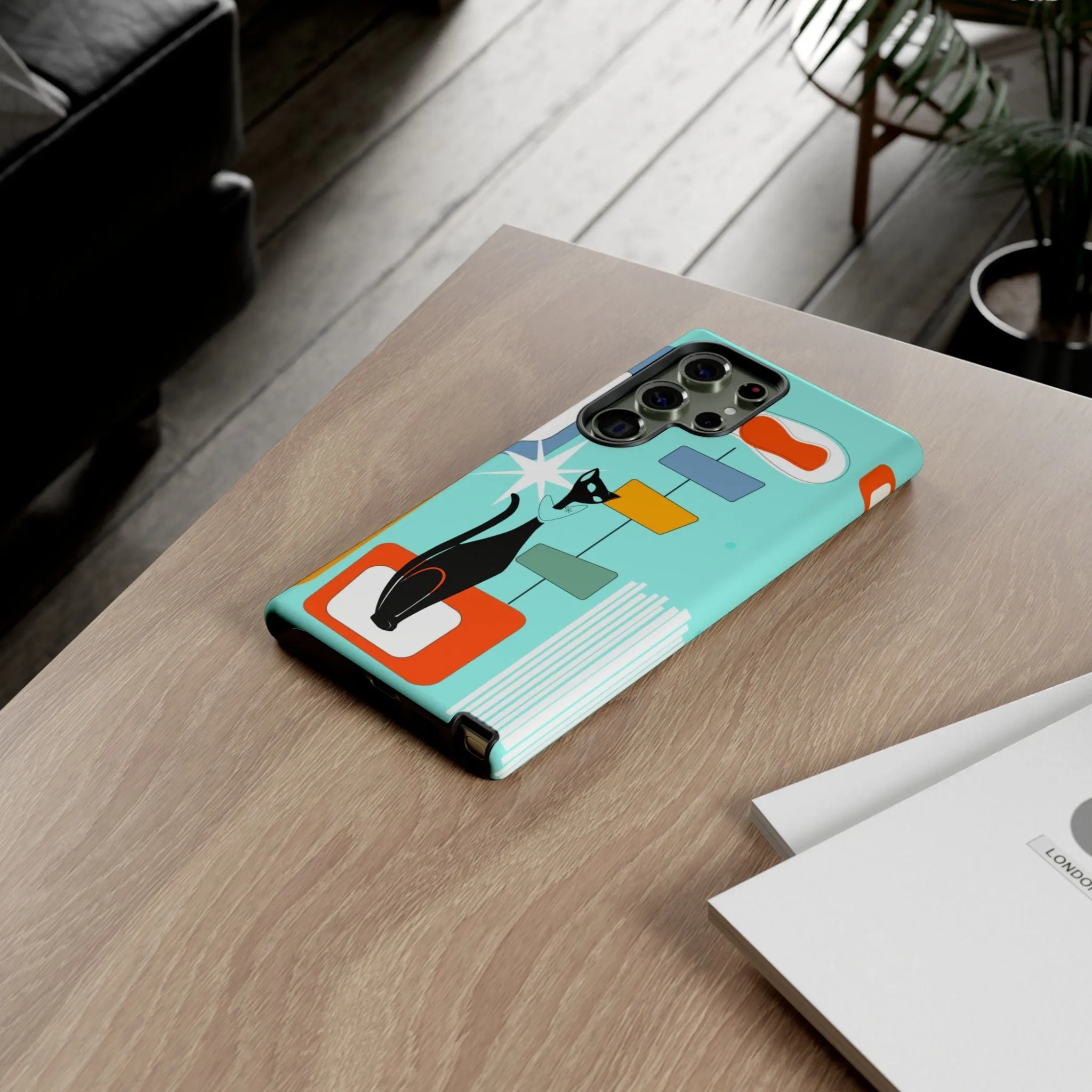 Atomic Cat, Mid Mod Aqua Blue, Geometric, Samsung, Google Pixel, Tough Cases