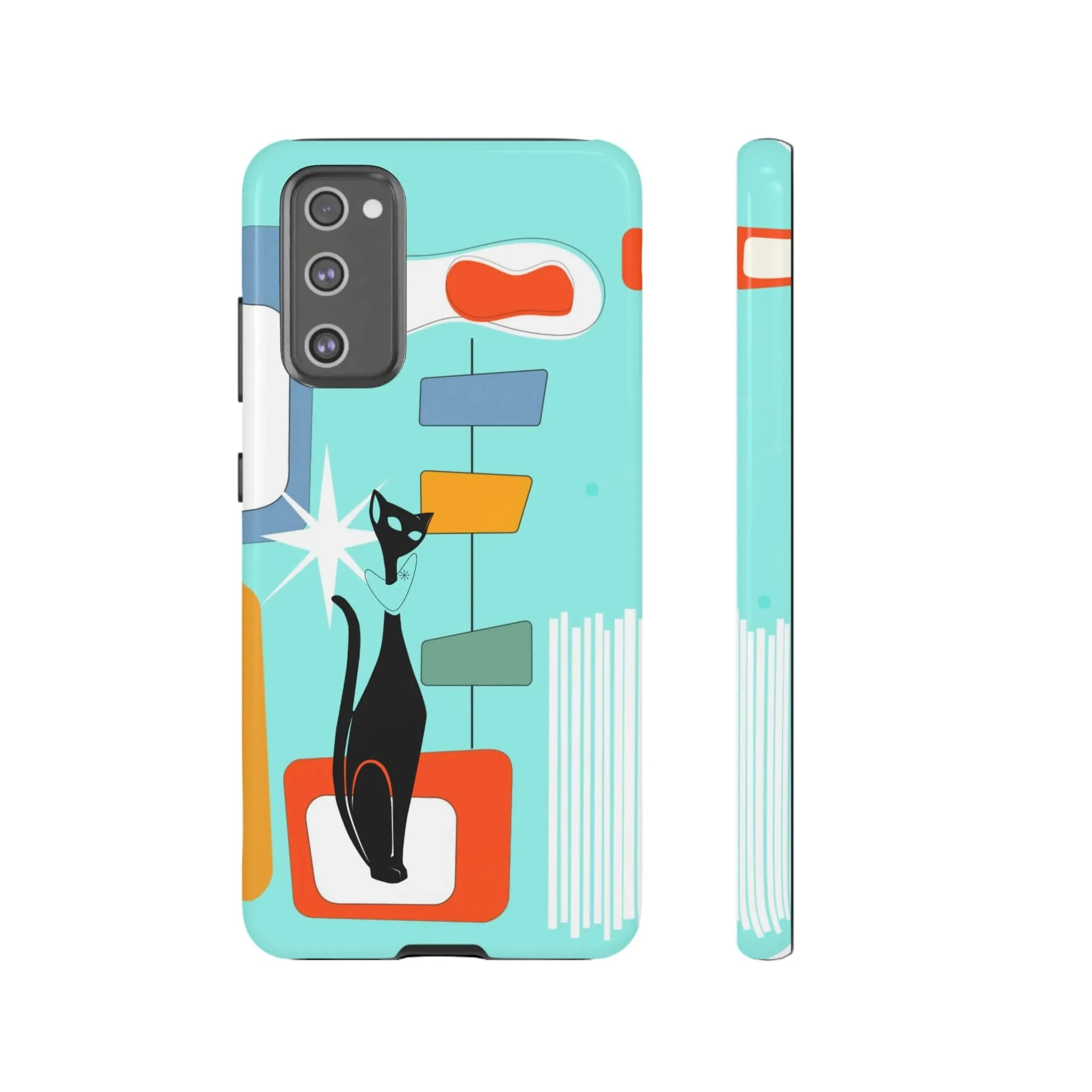 Atomic Cat, Mid Mod Aqua Blue, Geometric, Samsung, Google Pixel, Tough Cases