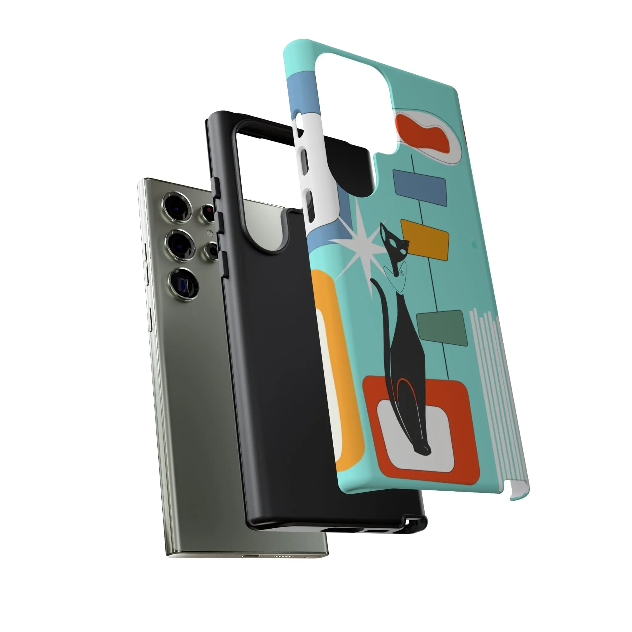 Atomic Cat, Mid Mod Aqua Blue, Geometric, Samsung, Google Pixel, Tough Cases
