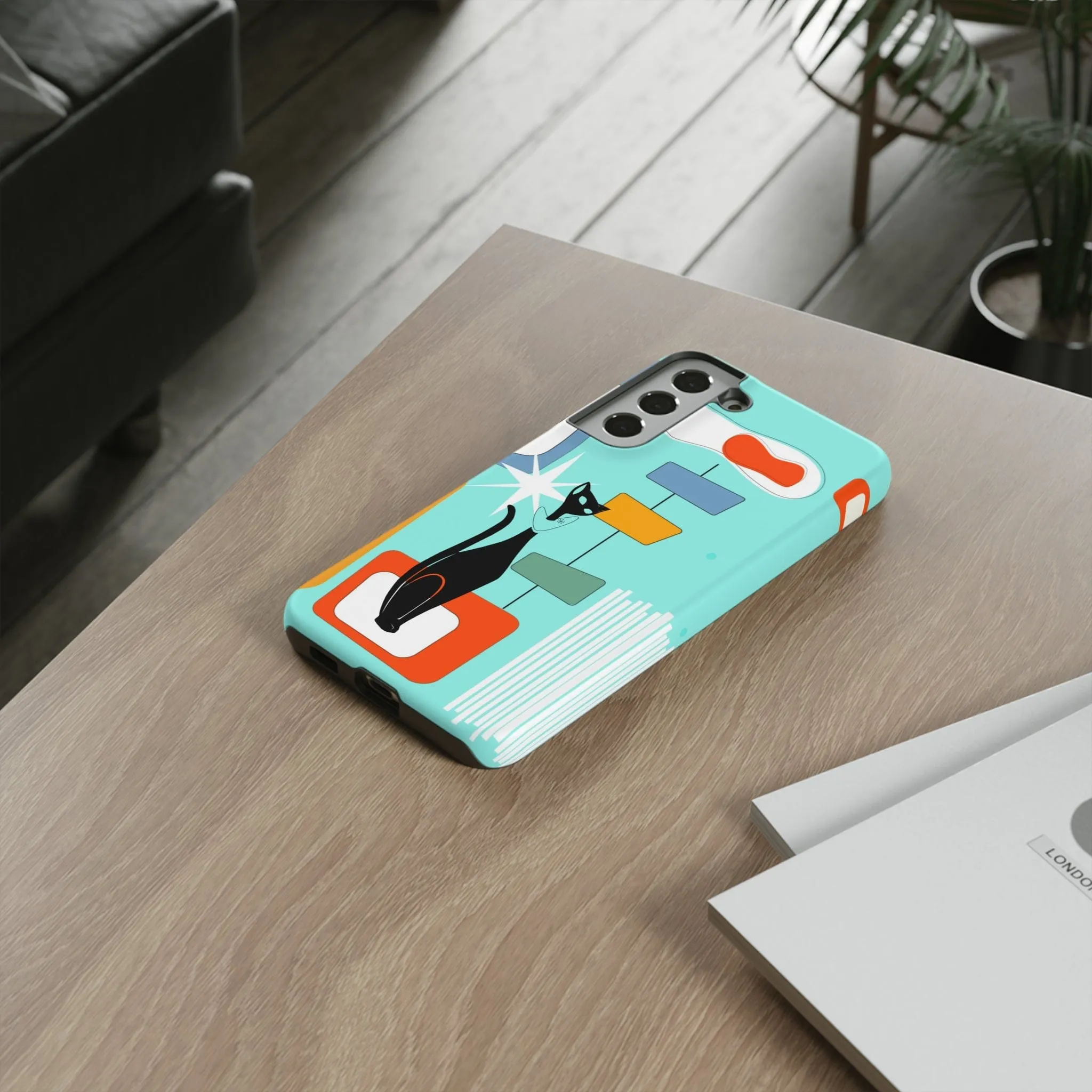Atomic Cat, Mid Mod Aqua Blue, Geometric, Samsung, Google Pixel, Tough Cases