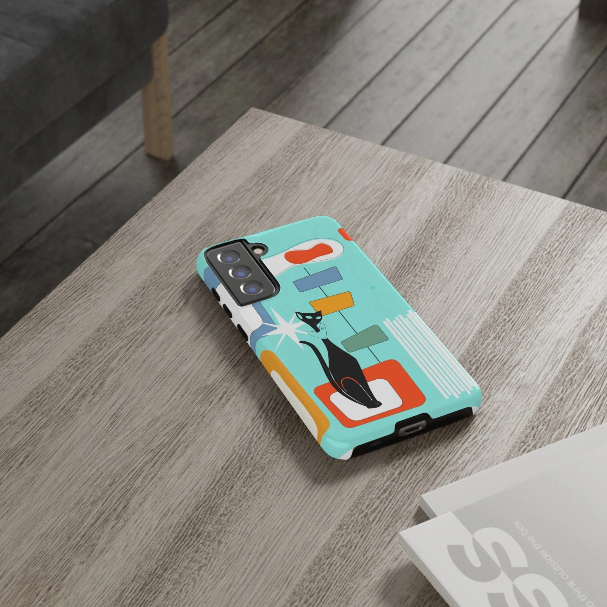 Atomic Cat, Mid Mod Aqua Blue, Geometric, Samsung, Google Pixel, Tough Cases