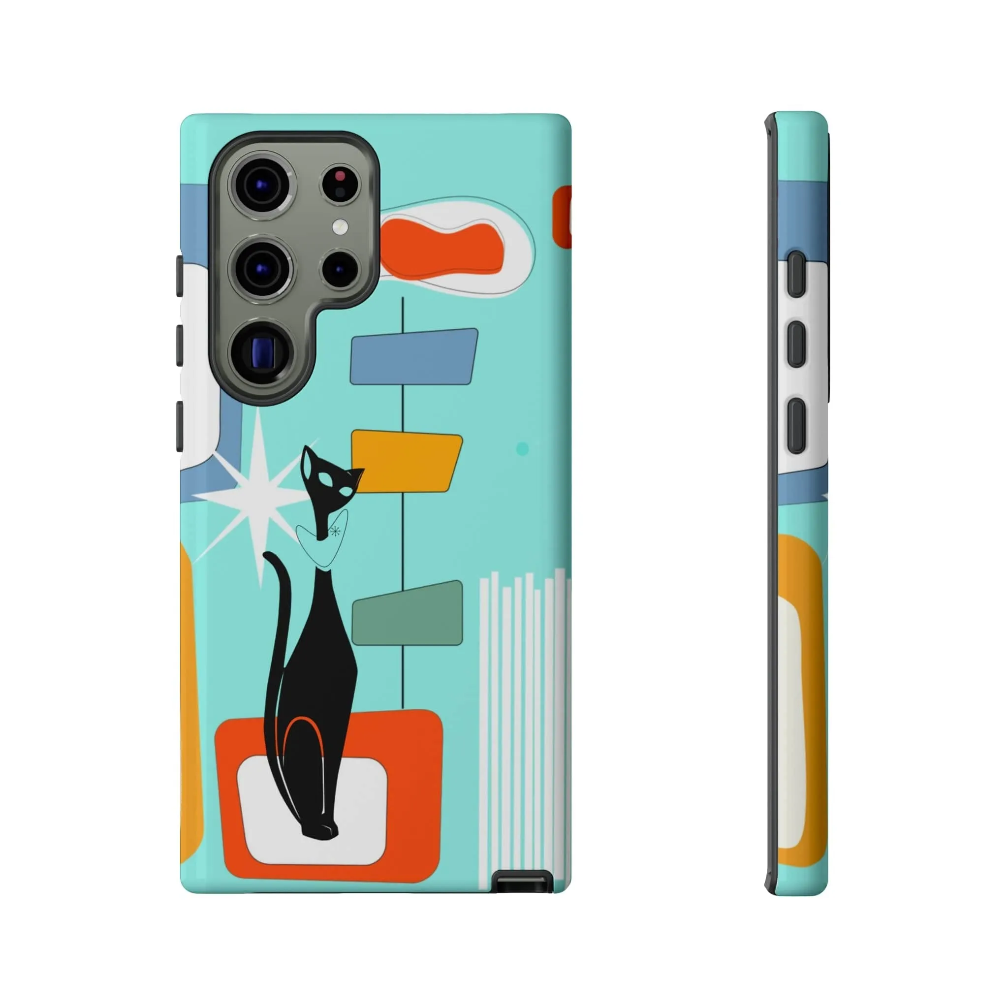 Atomic Cat, Mid Mod Aqua Blue, Geometric, Samsung, Google Pixel, Tough Cases