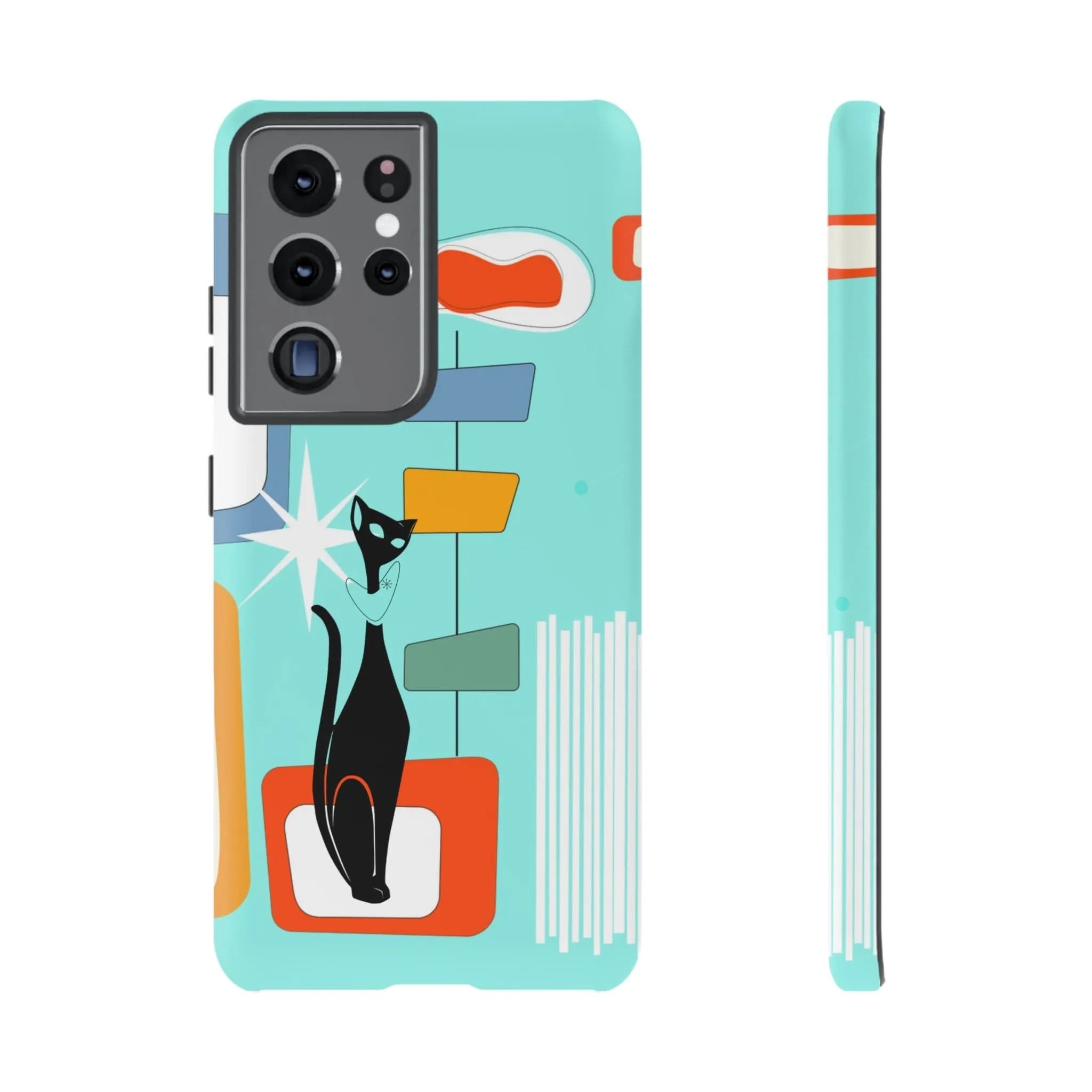 Atomic Cat, Mid Mod Aqua Blue, Geometric, Samsung, Google Pixel, Tough Cases