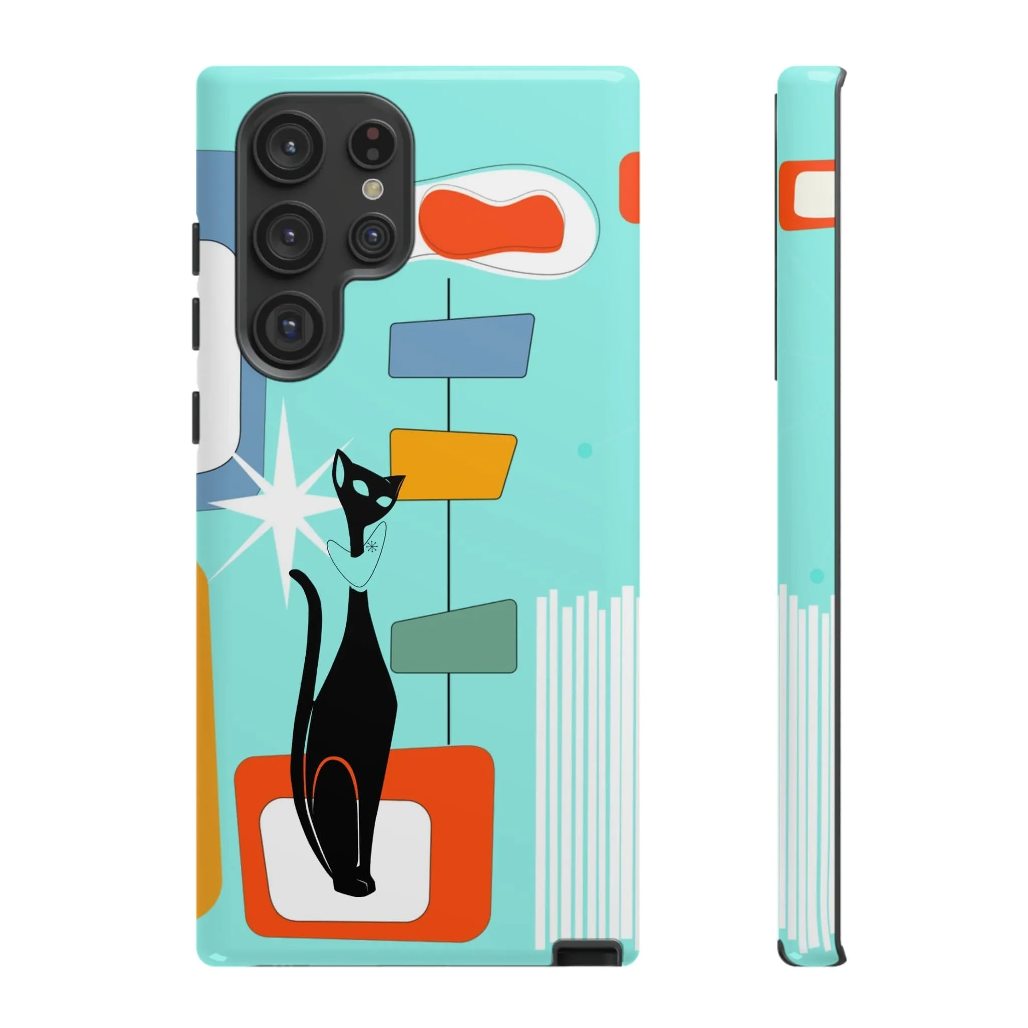 Atomic Cat, Mid Mod Aqua Blue, Geometric, Samsung, Google Pixel, Tough Cases