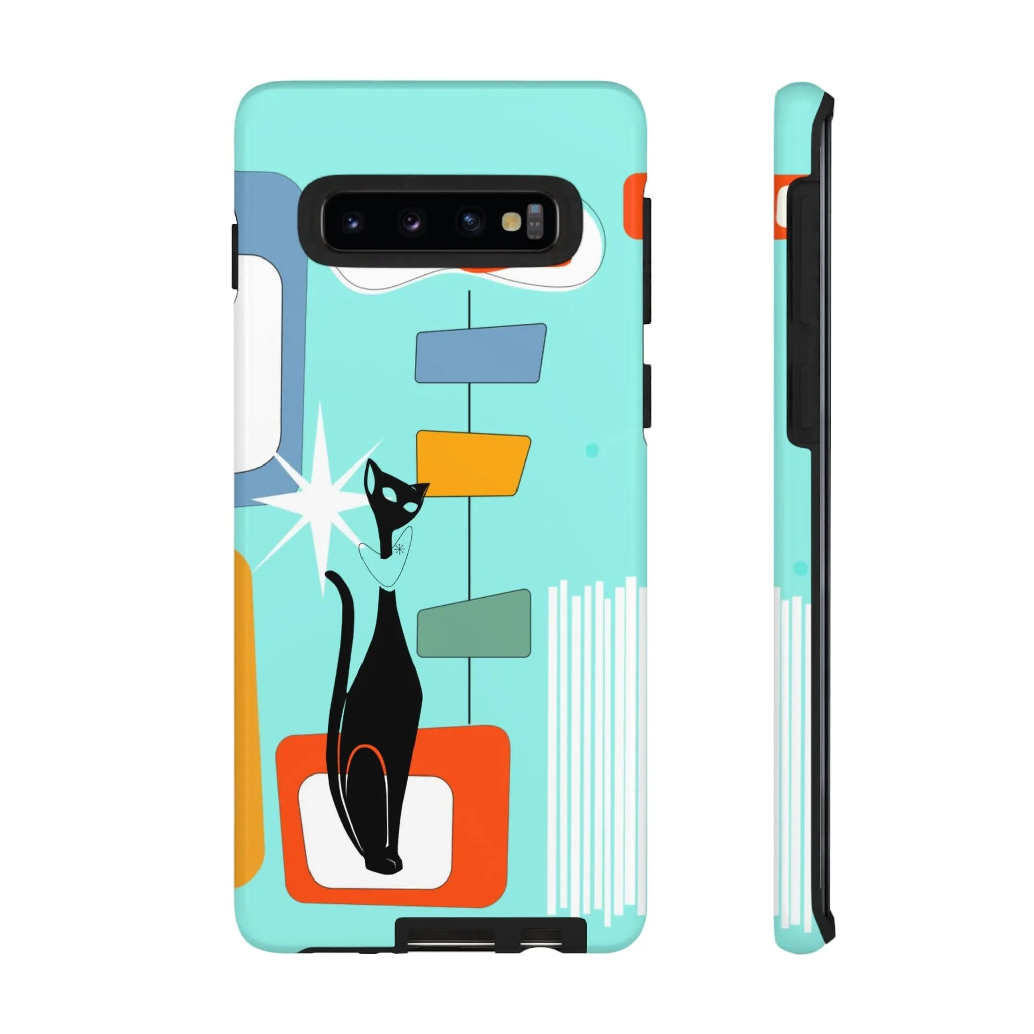 Atomic Cat, Mid Mod Aqua Blue, Geometric, Samsung, Google Pixel, Tough Cases
